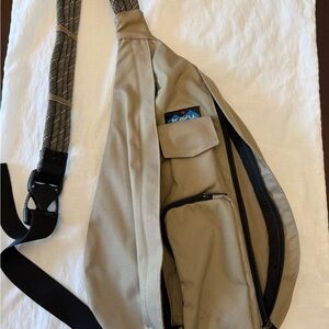 KAVU Beige Belt Bag with Black Strap